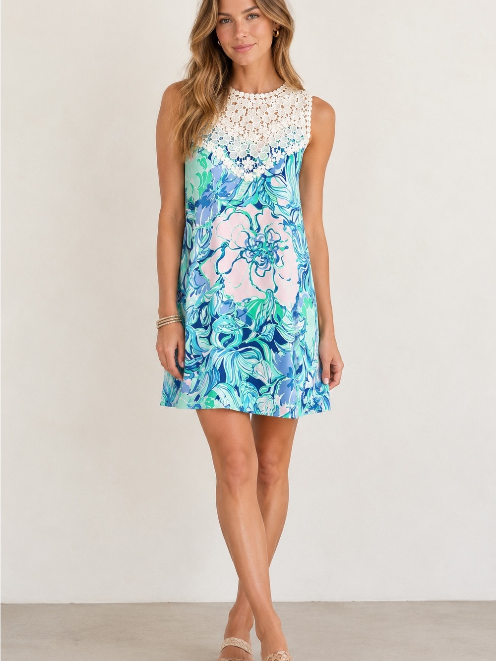 Lilly Pulitzer Nala Soft Shift Vibrant Party Thyme Floral Dress size 4